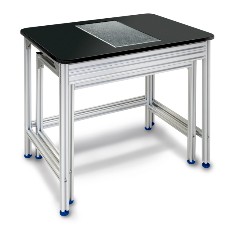 Antivibration table to absorb vibrations and oscillations, which would otherwise distort the weighing result