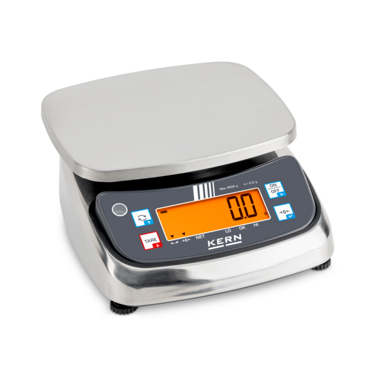 Rugged stainless steel bench scale with IP68/IP69K protection for damp and outdoor areas