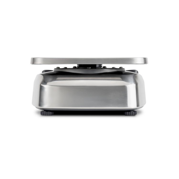 Rugged stainless steel bench scale with IP68/IP69K protection for damp and outdoor areas